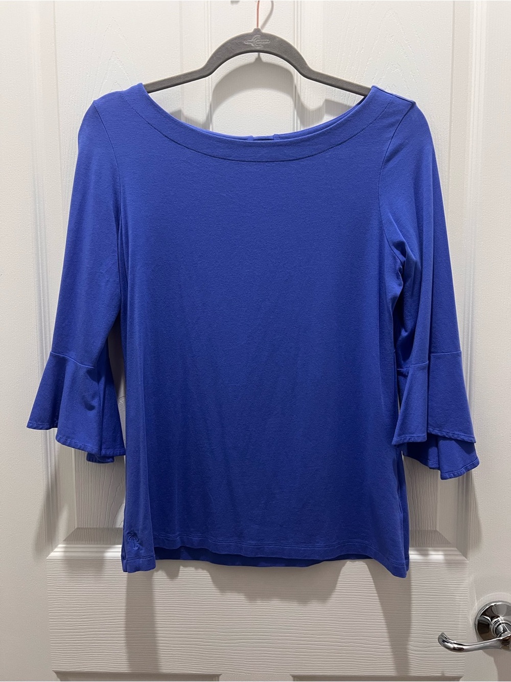 Lilly Pulitzer Royal Blue Bell Sleeve Boatneck Top
